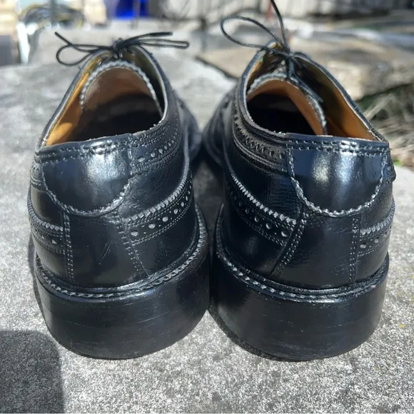 Vntg Men’s Florsheim Imperial Shoes Oxford Pebble Longwing Black 10D 92604