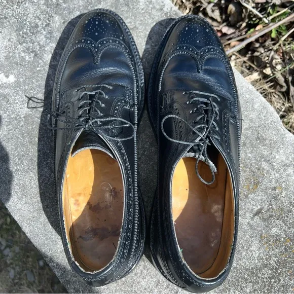 Vntg Men’s Florsheim Imperial Shoes Oxford Pebble Longwing Black 10D 92604