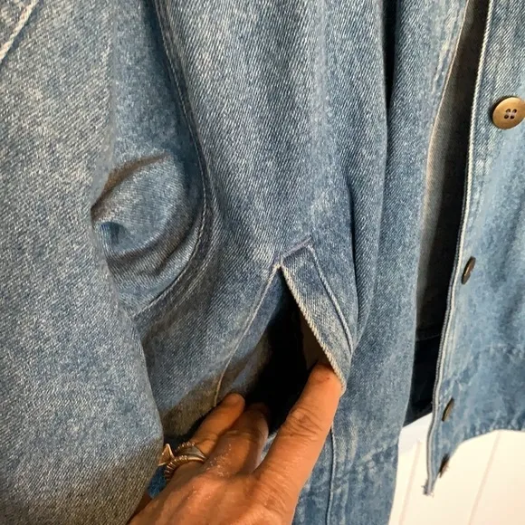 VTG 90s Denim Jacket Oversized Boyfriend Trucker Jacket Western Womens Large