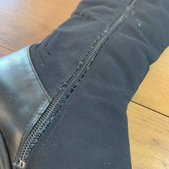 VTG Aquatalia Y2K Black Heeled Square Toe Boots Womens 6.5 Made in Italy Zipper