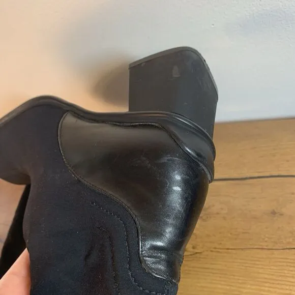 VTG Aquatalia Y2K Black Heeled Square Toe Boots Womens 6.5 Made in Italy Zipper