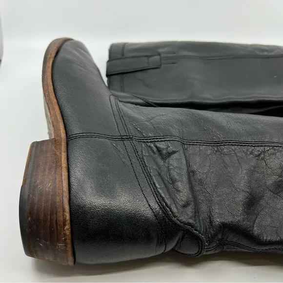 VTG.‎ DAN POST Black Leather Western Cowboy Boots women 9 BOHEMIAN PEASANT