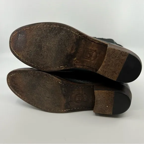 VTG.‎ DAN POST Black Leather Western Cowboy Boots women 9 BOHEMIAN PEASANT