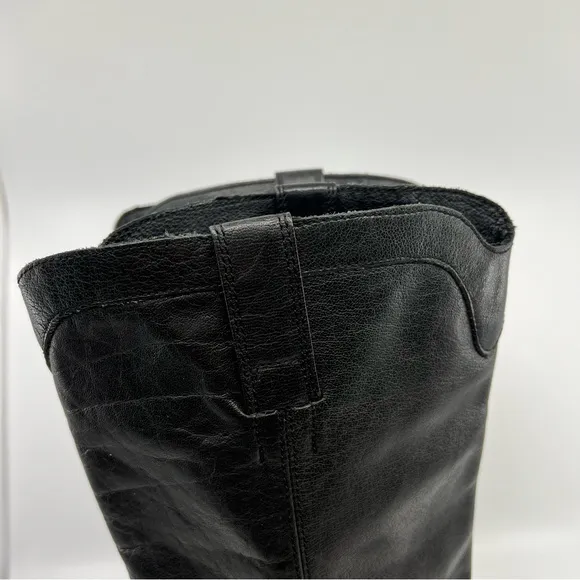 VTG.‎ DAN POST Black Leather Western Cowboy Boots women 9 BOHEMIAN PEASANT