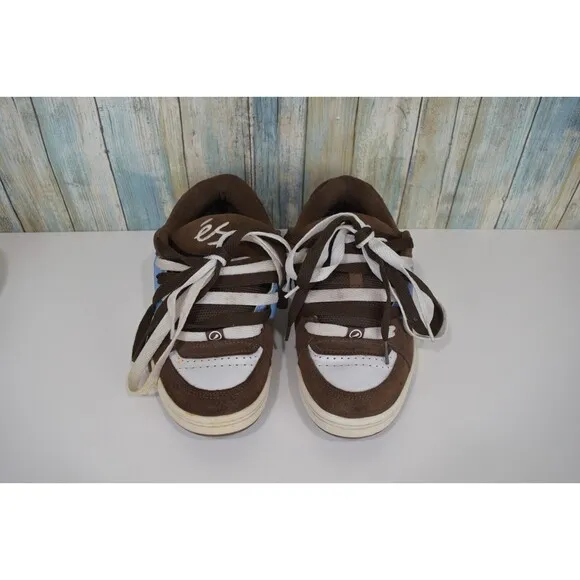 VTG Es Accel Men's Size 10.5 Skateboarding Sneakers Brown White Blue Skate Shoes