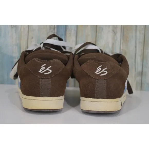 VTG Es Accel Men's Size 10.5 Skateboarding Sneakers Brown White Blue Skate Shoes