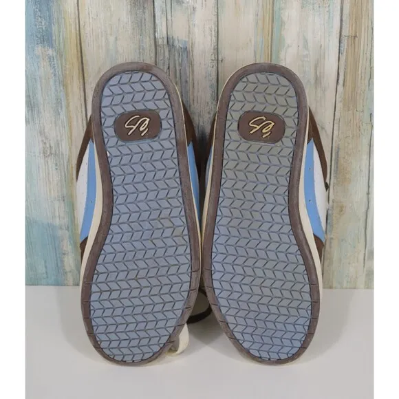 VTG Es Accel Men's Size 10.5 Skateboarding Sneakers Brown White Blue Skate Shoes