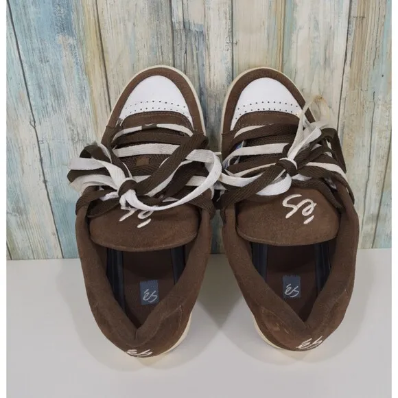 VTG Es Accel Men's Size 10.5 Skateboarding Sneakers Brown White Blue Skate Shoes