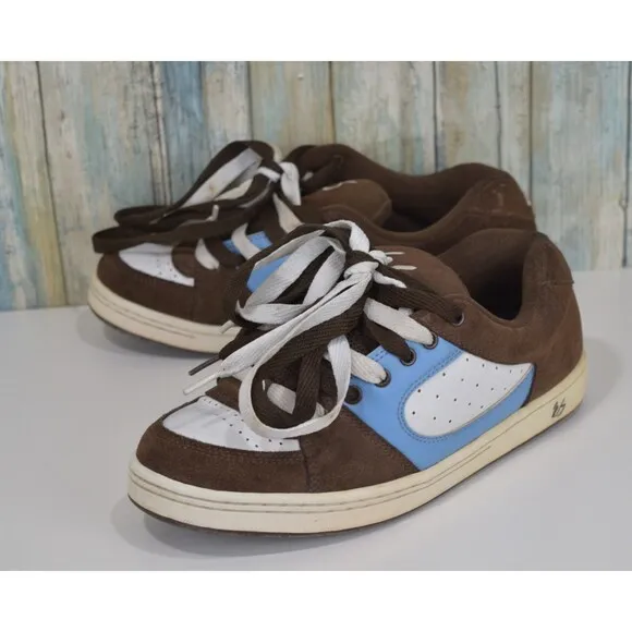 VTG Es Accel Men's Size 10.5 Skateboarding Sneakers Brown White Blue Skate Shoes