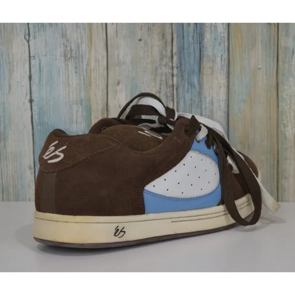 VTG Es Accel Men's Size 10.5 Skateboarding Sneakers Brown White Blue Skate Shoes