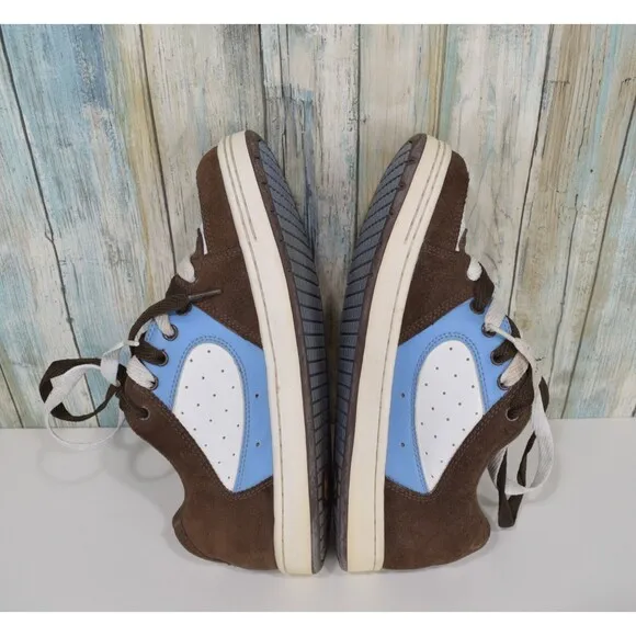 VTG Es Accel Men's Size 10.5 Skateboarding Sneakers Brown White Blue Skate Shoes