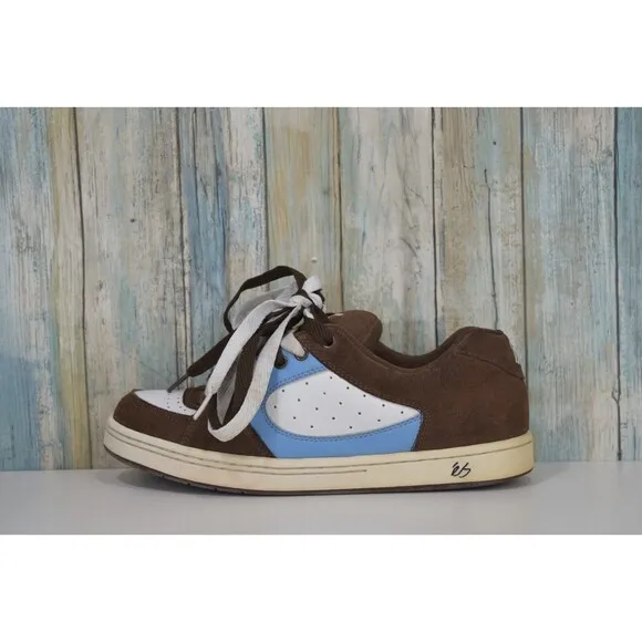 VTG Es Accel Men's Size 10.5 Skateboarding Sneakers Brown White Blue Skate Shoes