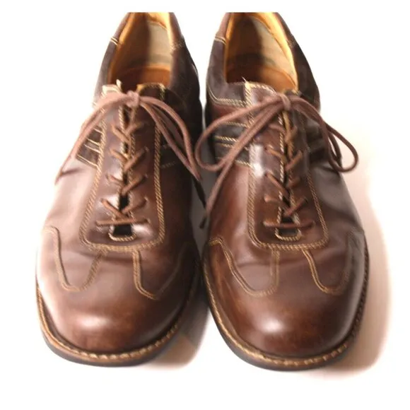 VTG JOHNSON &amp; MURPHY Comfort Casual Brown 2 Tone Brazil Leather Mens Shoe Sz 10M