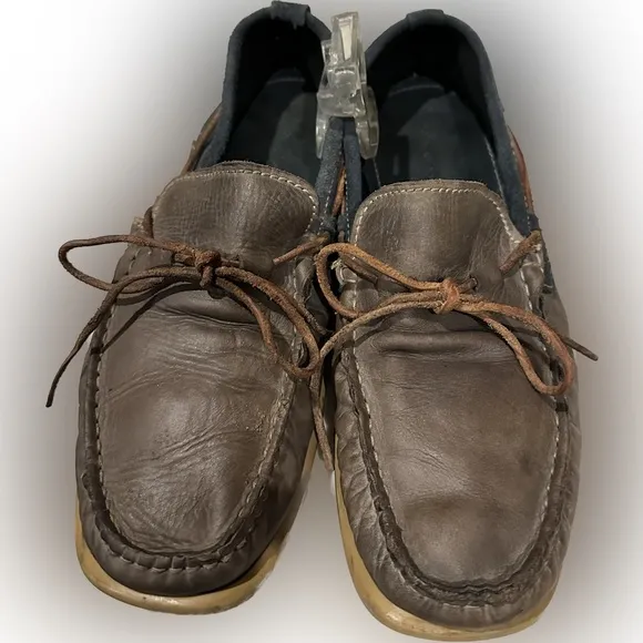 VTG KENNETH COLE 12M BOAT HOUSE SHOE Multi-media leather suede gray blue slip-on