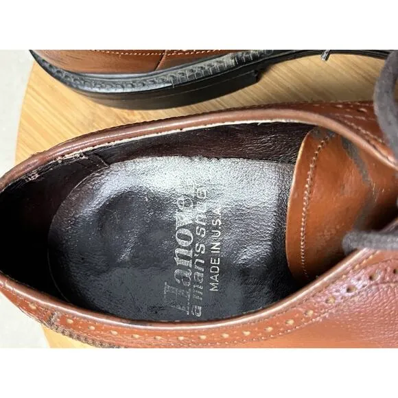 VTG LB Sheppard Longwing Blucher Hanover Shoes Mens 8 EEE Brown Leather derby