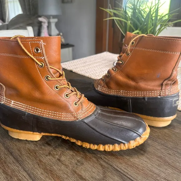VTG LL Bean Main Hunting Shoe Leather Duck Waterproof Brown Boots 10GN Men 11