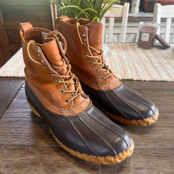 VTG LL Bean Main Hunting Shoe Leather Duck Waterproof Brown Boots 10GN Men 11