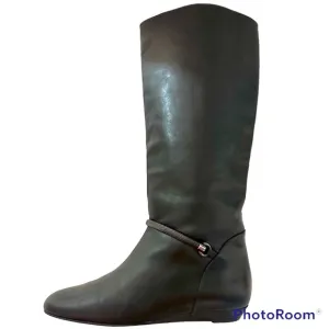 VTG MIGLIORINI FLAT WEDGE LEATHER PULL-ON RIDING BOOTS W/MESH CHAIN DETAIL Sz9.5