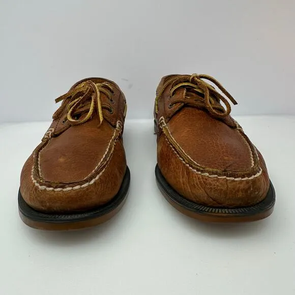 VTG POLO Ralph Lauren Tumbled Leather Bienne Boat Shoe Loafer Moccasins Mens 8