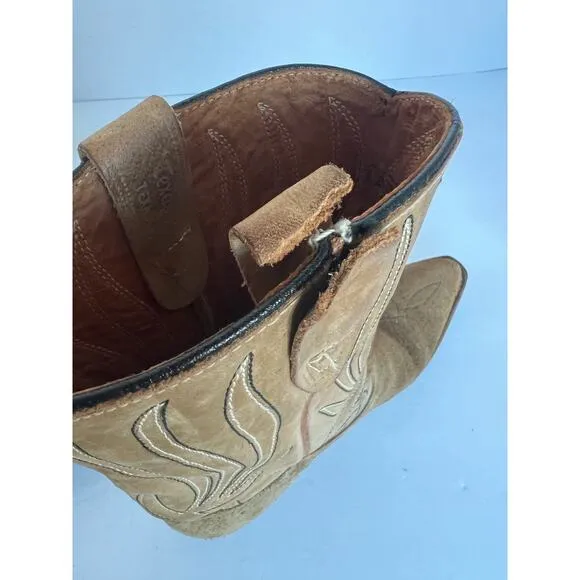 VTG Texas Brand Embroidered Brown Western Unisex Suede/Leather MidCalf Boots