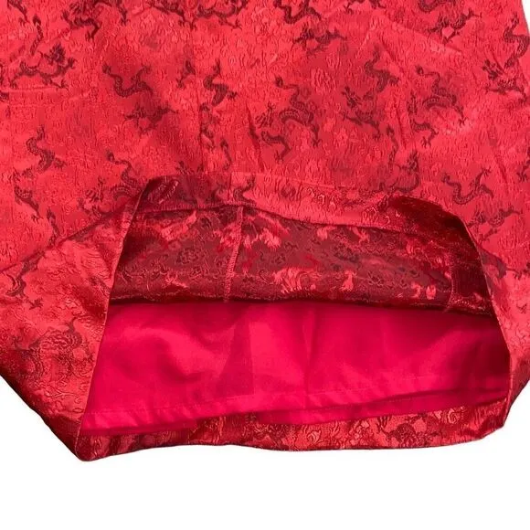 VTG OOAK DRAGONS!! Kill Bill Custom Made Kimono Silk T-Shirt Dress NYE Vixen RED