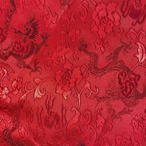 VTG OOAK DRAGONS!! Kill Bill Custom Made Kimono Silk T-Shirt Dress NYE Vixen RED