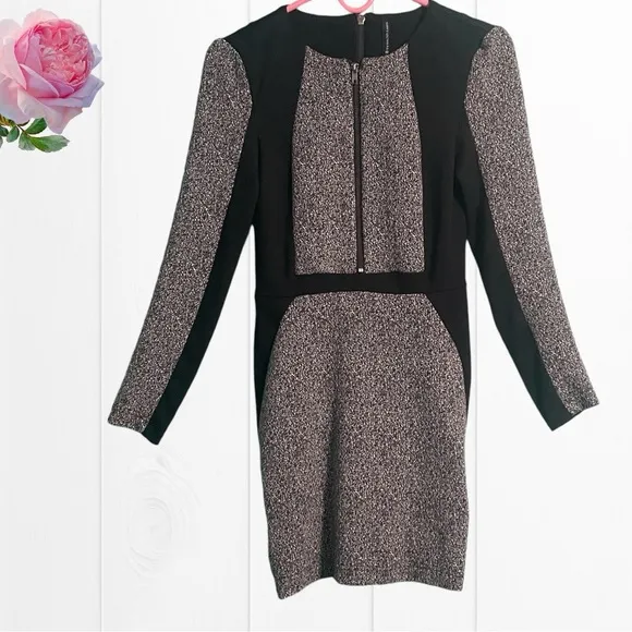 W118 by Walter Baker. Dress XS black/white/grey color block long sleeve zippers