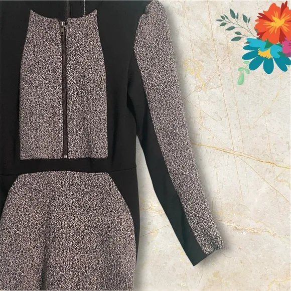 W118 by Walter Baker. Dress XS black/white/grey color block long sleeve zippers