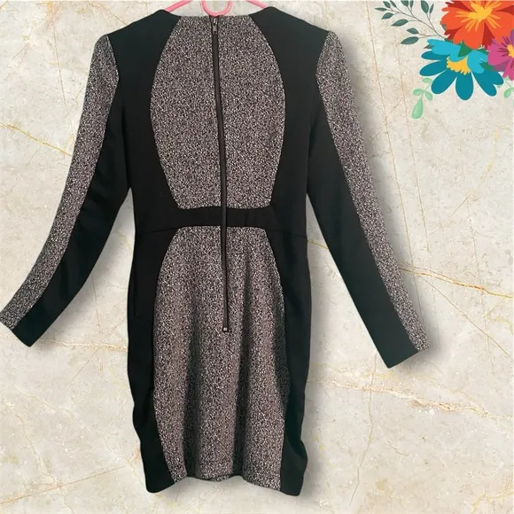 W118 by Walter Baker. Dress XS black/white/grey color block long sleeve zippers