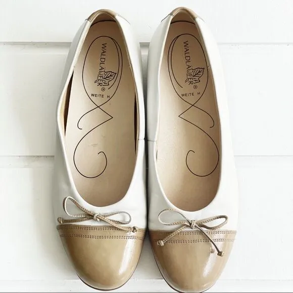 Waldlaufer Women’s Leather Hamiki Ballet Flats Comfort Shoes With Bow Size 9.5