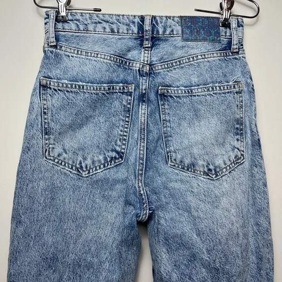 We The Free My Own Lane Distressed High Rise Acid Wash Jeans Sz 27
