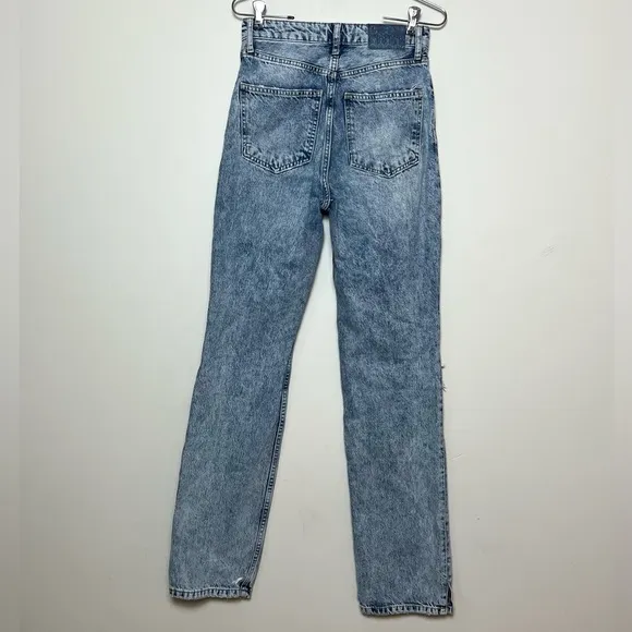 We The Free My Own Lane Distressed High Rise Acid Wash Jeans Sz 27