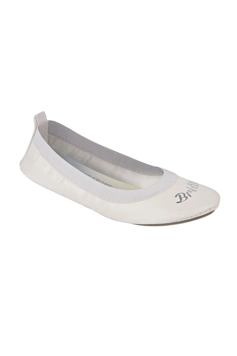 White Bridal Fold Up Ballet Flats