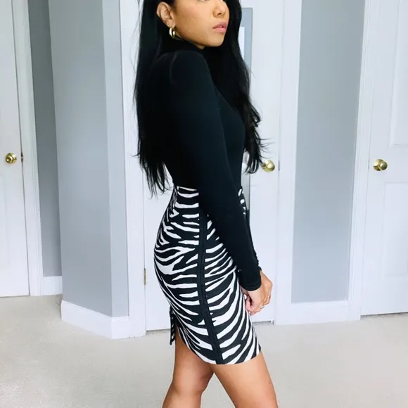 White House Black Market | Black White Zebra Animal Print High Waist Mini Skirt