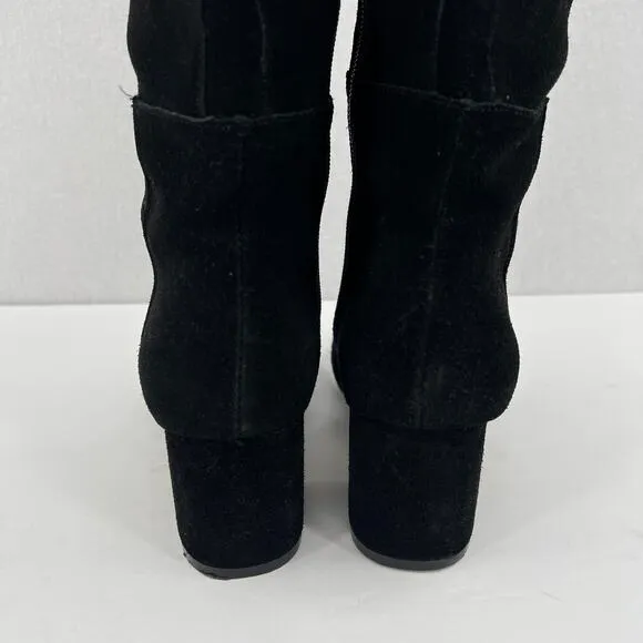 WHITE HOUSE BLACK MARKET Zahra Over the Knee Boots Womens 7 Black Suede Block