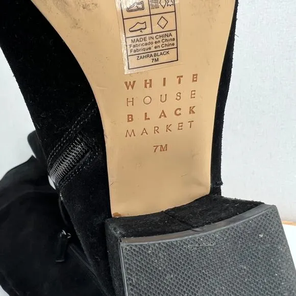 WHITE HOUSE BLACK MARKET Zahra Over the Knee Boots Womens 7 Black Suede Block