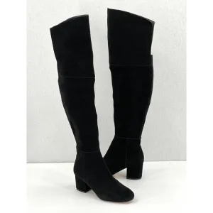 WHITE HOUSE BLACK MARKET Zahra Over the Knee Boots Womens 7 Black Suede Block