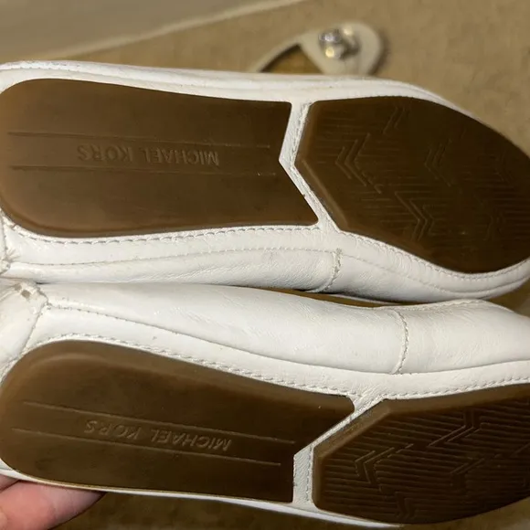 White Leather Michael Kors Flats