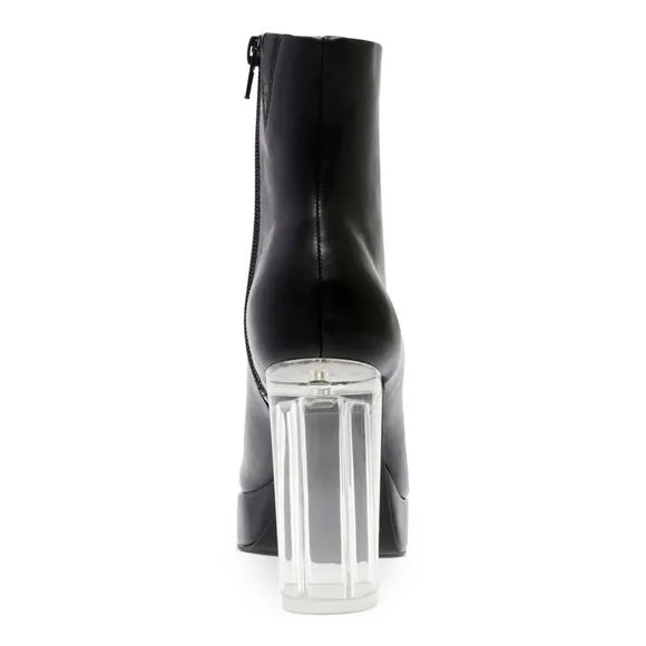WILD PAIR Womens Black 1&quot; Platform Charlee Square Toe Zip-Up Boots 6 M
