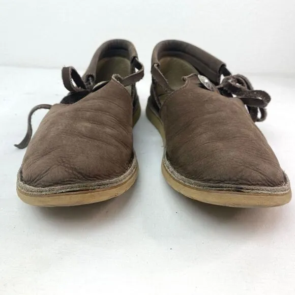 Wild Soles Brown Leather Suede Moccasins Indian Nickel Cushioned Size 8 Walking