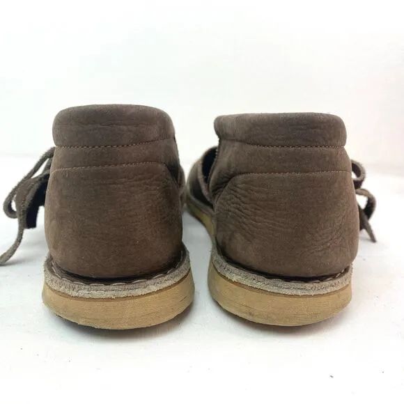 Wild Soles Brown Leather Suede Moccasins Indian Nickel Cushioned Size 8 Walking