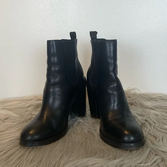 Windsor Smith Nikita Women's Heeled Leather Boots Size 8 Ankle Pull On Black