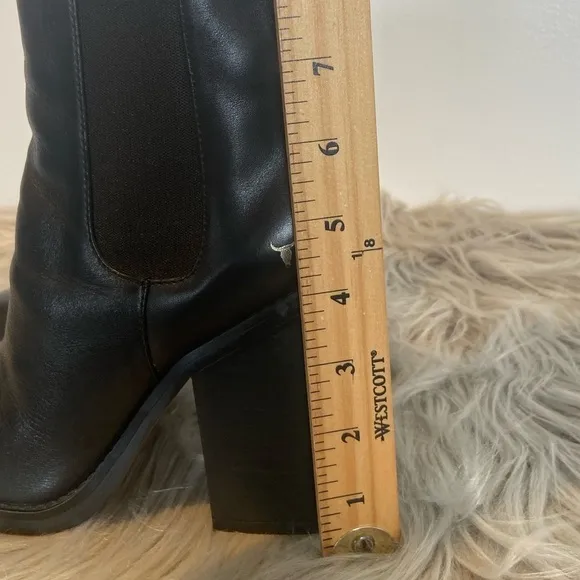 Windsor Smith Nikita Women's Heeled Leather Boots Size 8 Ankle Pull On Black
