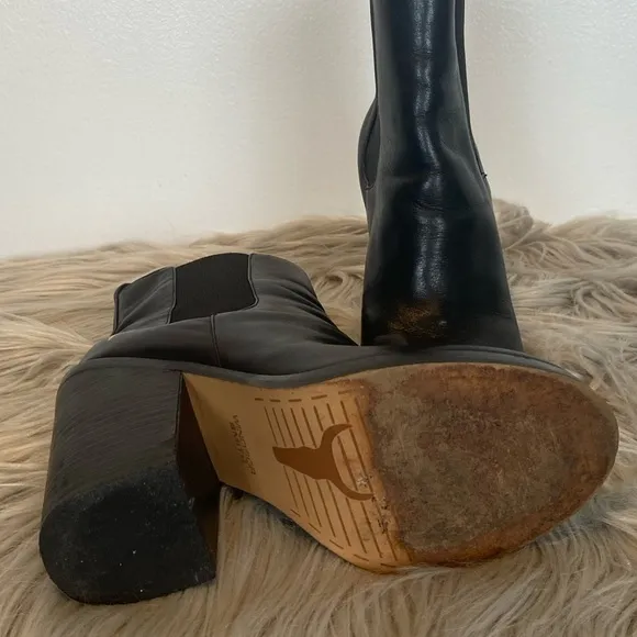 Windsor Smith Nikita Women's Heeled Leather Boots Size 8 Ankle Pull On Black