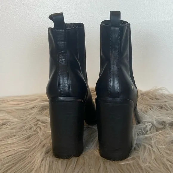 Windsor Smith Nikita Women's Heeled Leather Boots Size 8 Ankle Pull On Black