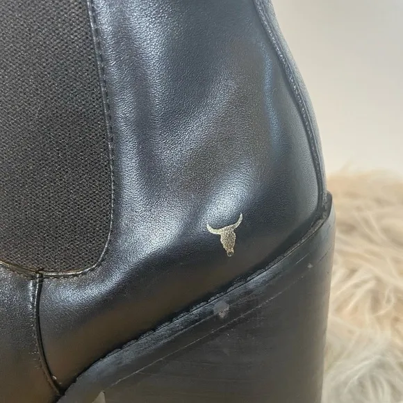 Windsor Smith Nikita Women's Heeled Leather Boots Size 8 Ankle Pull On Black