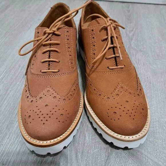 Wirth Women's Kamik Wing Lace Up Leather Textured Shoes Cognac Size 38 Brown