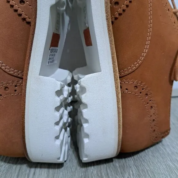 Wirth Women's Kamik Wing Lace Up Leather Textured Shoes Cognac Size 38 Brown