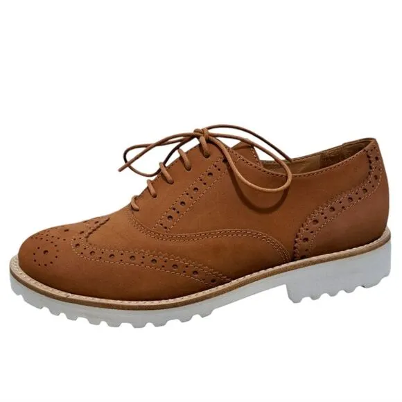 Wirth Women's Kamik Wing Lace Up Leather Textured Shoes Cognac Size 38 Brown