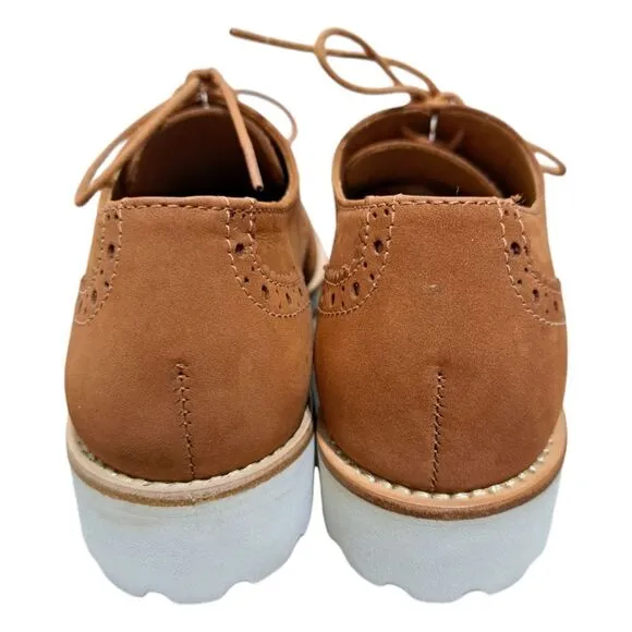 Wirth Women's Kamik Wing Lace Up Leather Textured Shoes Cognac Size 38 Brown